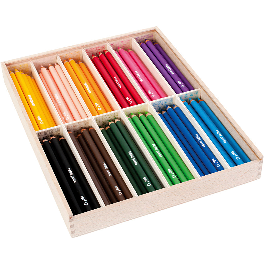 Edu3 Edu Jumbo Buntstift, Stärke 10 mm, Mine 6,25 mm, verschiedene Farben, 12x12 Stück 1 Box