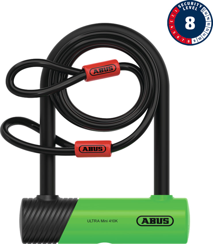 Abus Ultra Mini 410K 150HB140 Bügelschloss inkl. Cobra-Loop-Kabel und SH-Halterung