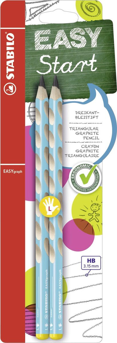 Stabilo easygraph - ergonomischer Graphitstift - Linkshänder - HB-Härte - hellblau - 2 Stück