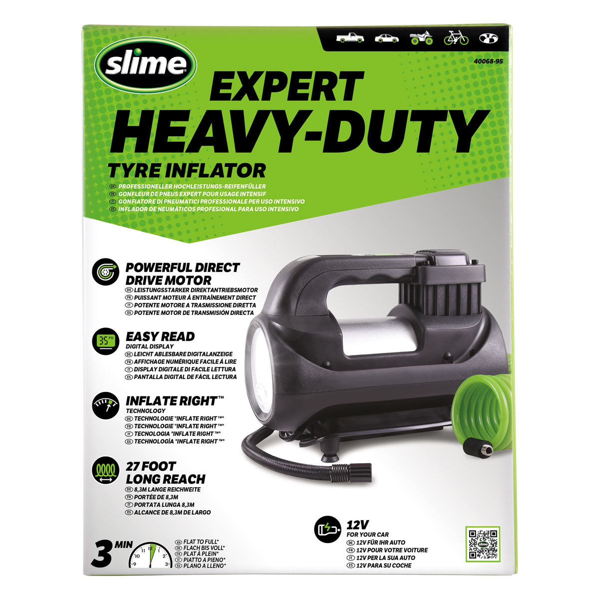 Slime Expert Hochleistungs-12-V-Digital-Reifenfüllkompressor