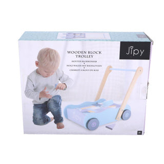 Jipy Holzblockwagen mit Holzblöcken uni