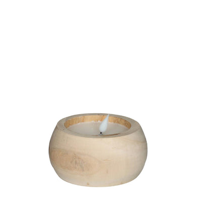 Ideen 4 Jahreszeiten LED-Kerze Holz ã˜12 H.6 cm mit Timer braun