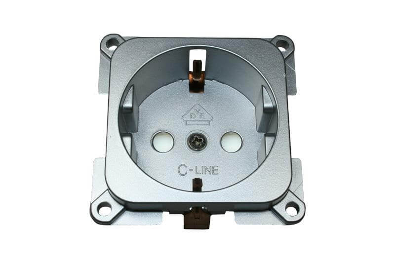 C-Line Wandsteckdose Camper und Caravan 230 Volt Silber - verpackt