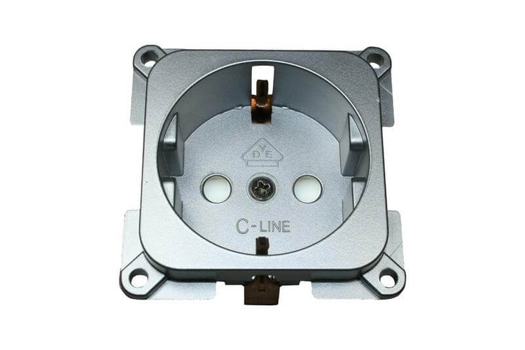 C-Line Wandsteckdose Camper und Caravan 230 Volt Silber - verpackt