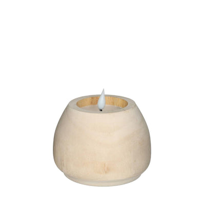 Ideen 4 Jahreszeiten LED-Kerze Holz Ø12 H.8,5 cm mit Timer braun