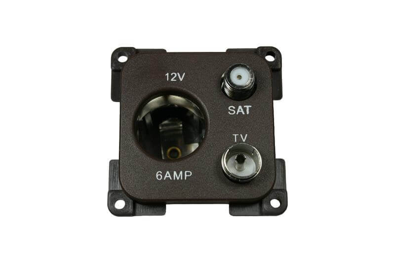 C-Line 12-Volt-Steckdose mit Antenne und Satellitenanschluss braun - verpackt