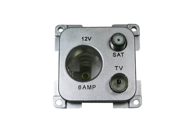 C-Line 12-Volt-Steckdose mit Antenne und Satellitenanschluss silber - verpackt