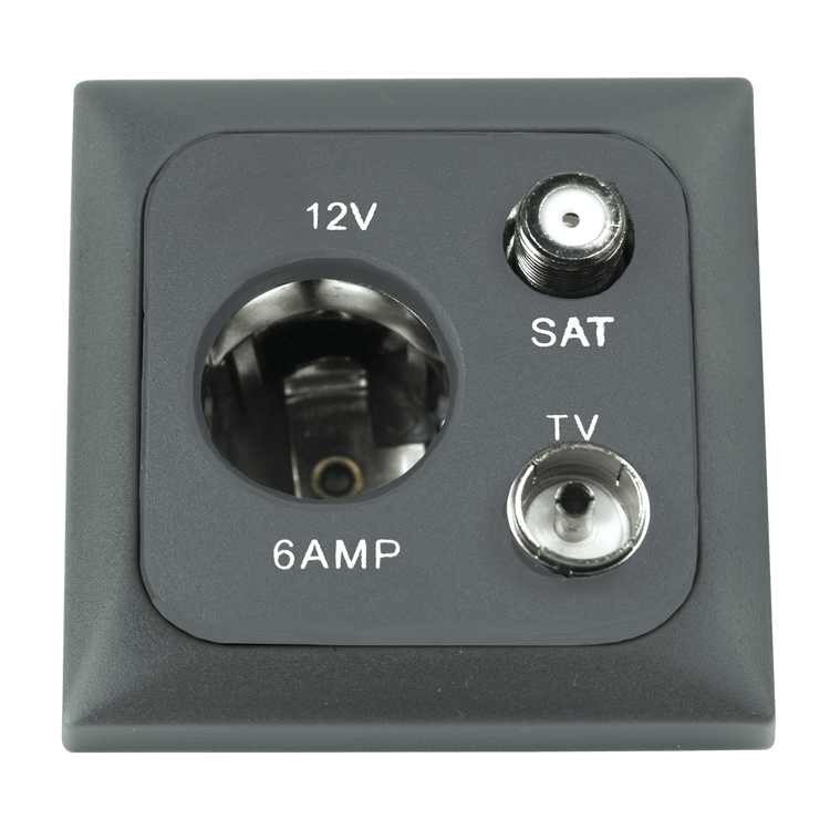 C-Line 12-Volt-Steckdose mit Antenne und Satellitenanschluss mit opalem Abdeckrahmen anthrazit