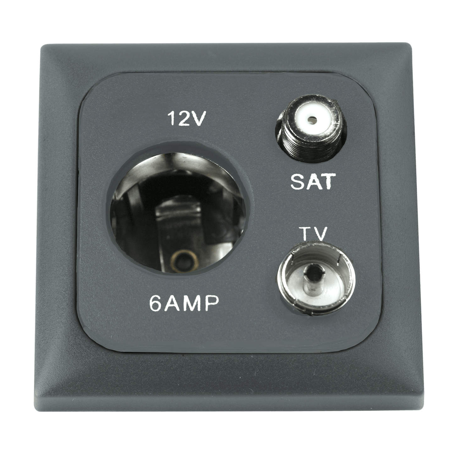 C-Line 12 Volt Steckdose mit Antenne und Sat-Anschluss mit opalem Abdeckrahmen anthrazit – ohne Verkaufsverpackung