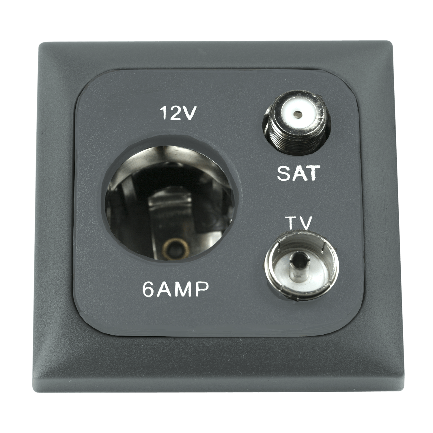 C-Line 12 Volt Steckdose mit Antenne und Sat-Anschluss mit opalem Abdeckrahmen anthrazit – ohne Verkaufsverpackung