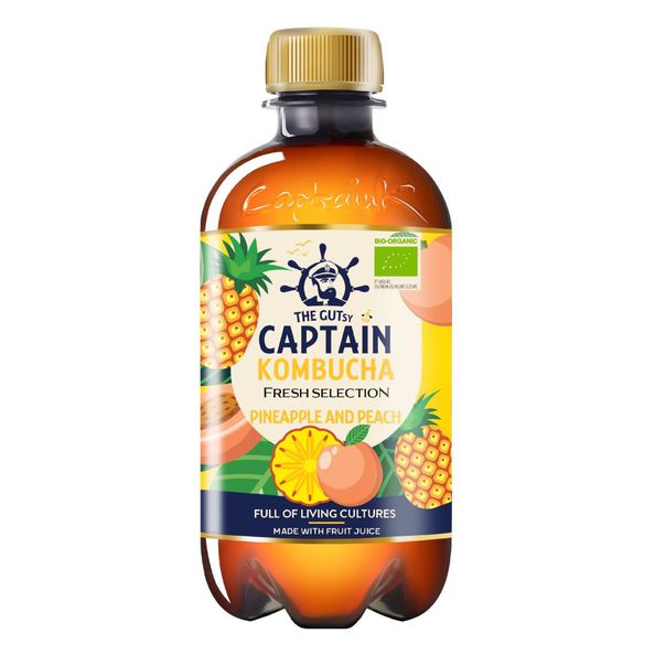 The gutsy Captain Kombucha Ananas Pfirsich Bio (12x 400ml) (Kugel)