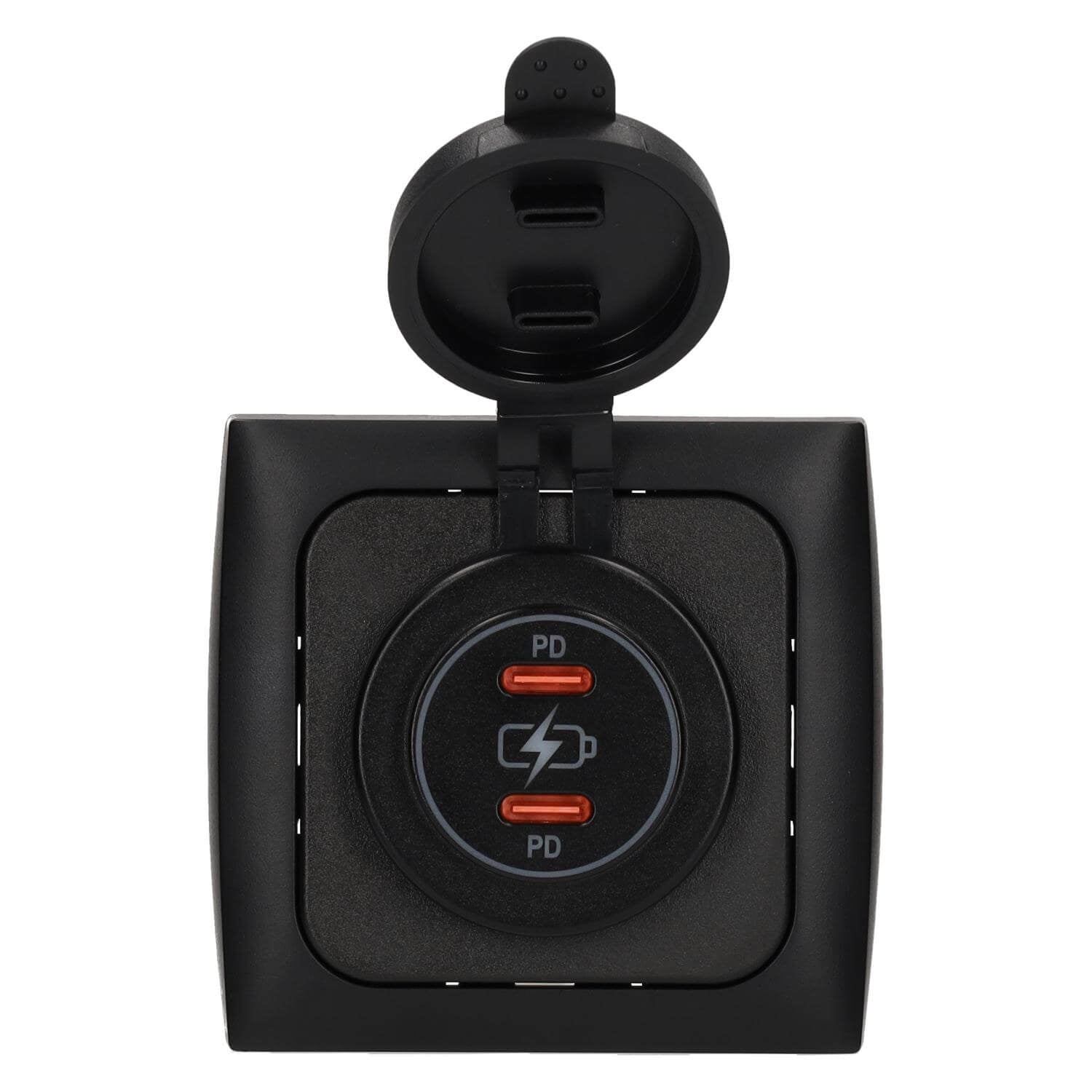 C-line Power Line 2x USB-C PD 36W Ladegerät mit opalem Abdeckrahmen schwarz - ohne Verkaufsverpackung