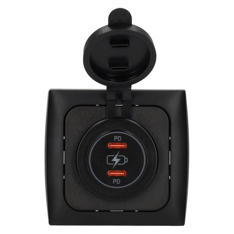 C-line Power Line 2x USB-C PD 36W Ladegerät mit opalem Abdeckrahmen schwarz - ohne Verkaufsverpackung