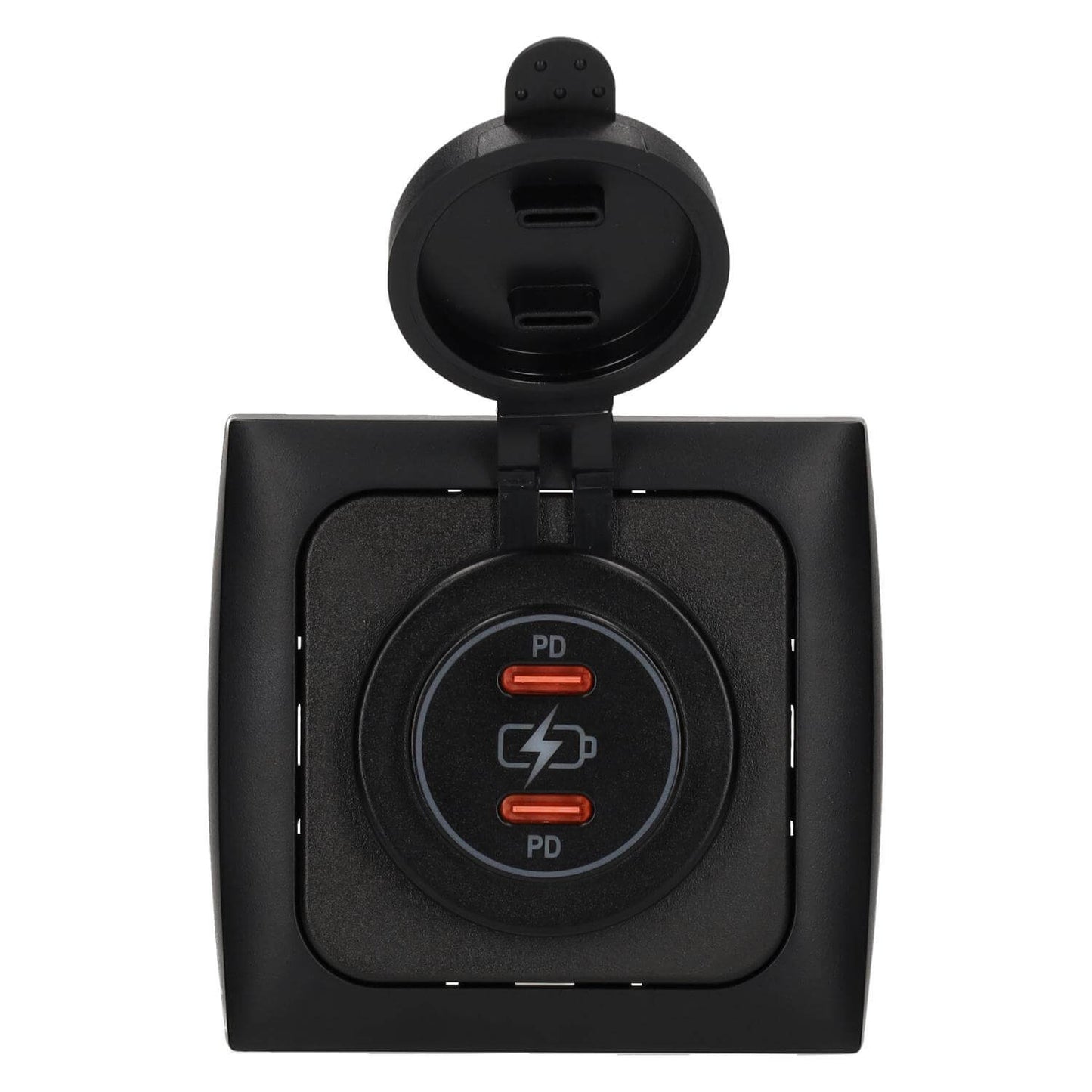 C-line Power Line 2x USB-C PD 36W Ladegerät mit opalem Abdeckrahmen schwarz