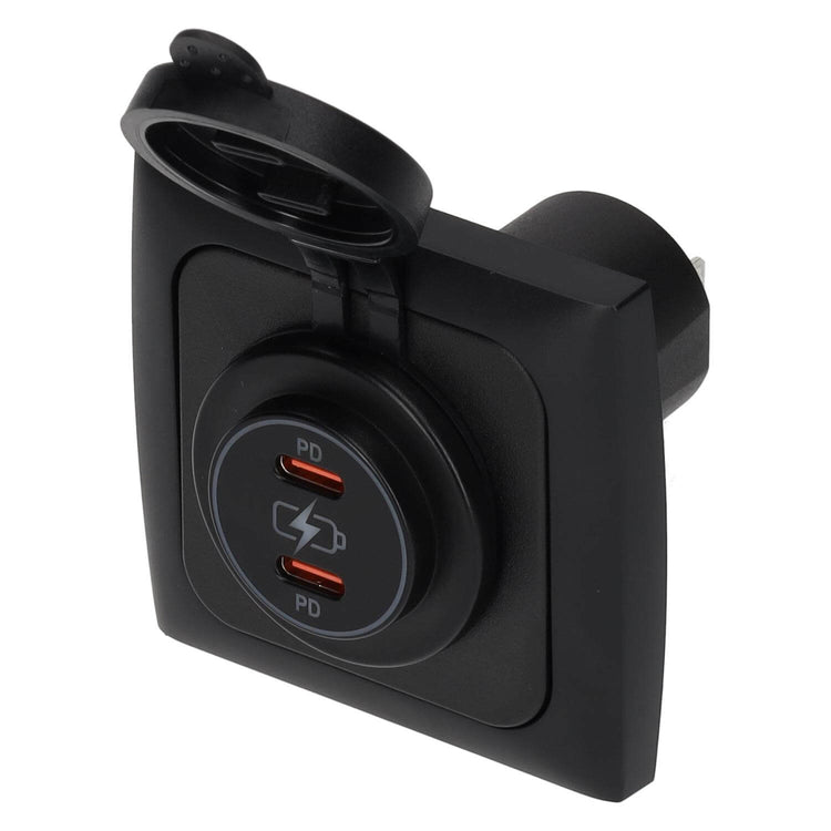 C-line Power Line 2x USB-C PD 36W Ladegerät mit opalem Abdeckrahmen schwarz - ohne Verkaufsverpackung