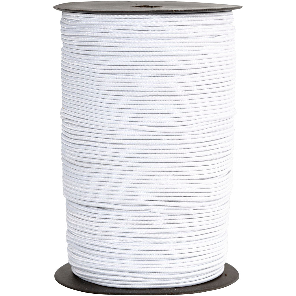 Creativ Company elastische Kordel, Stärke 2 mm, weiß, 250 m 1 Rolle