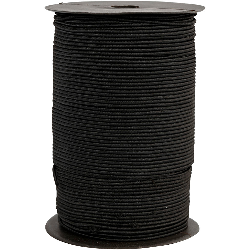 Creativ Company elastische Kordel, Stärke 2 mm, schwarz, 250 m 1 Rolle
