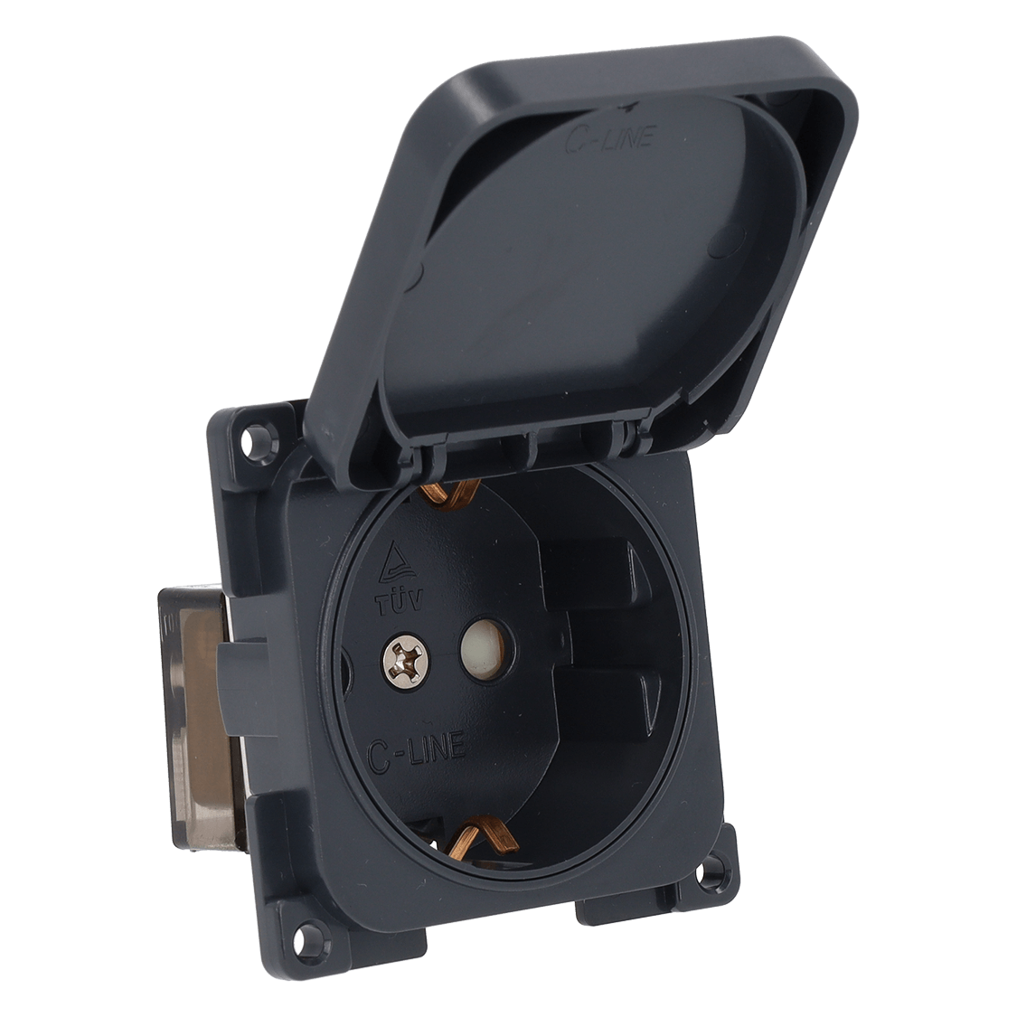 C-Line Wandsteckdose 230V mit Klappdeckel anthrazit