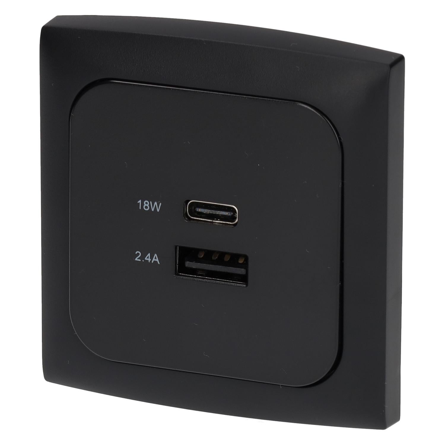 C-line USB-Ladesteckdose mit USB-A und USB-C – ECE R10 – Schwarz – ohne Verkaufsverpackung