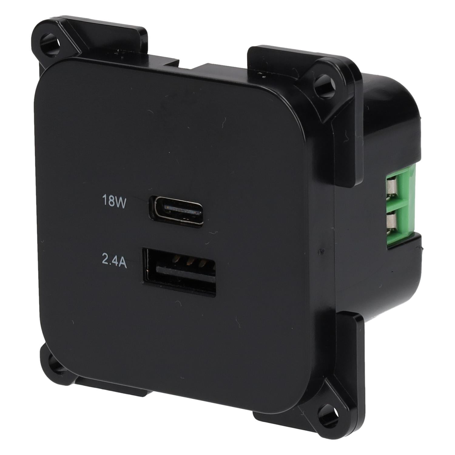 C-line USB-Ladesteckdose mit USB-A und USB-C – ECE R10 – Schwarz – ohne Verkaufsverpackung