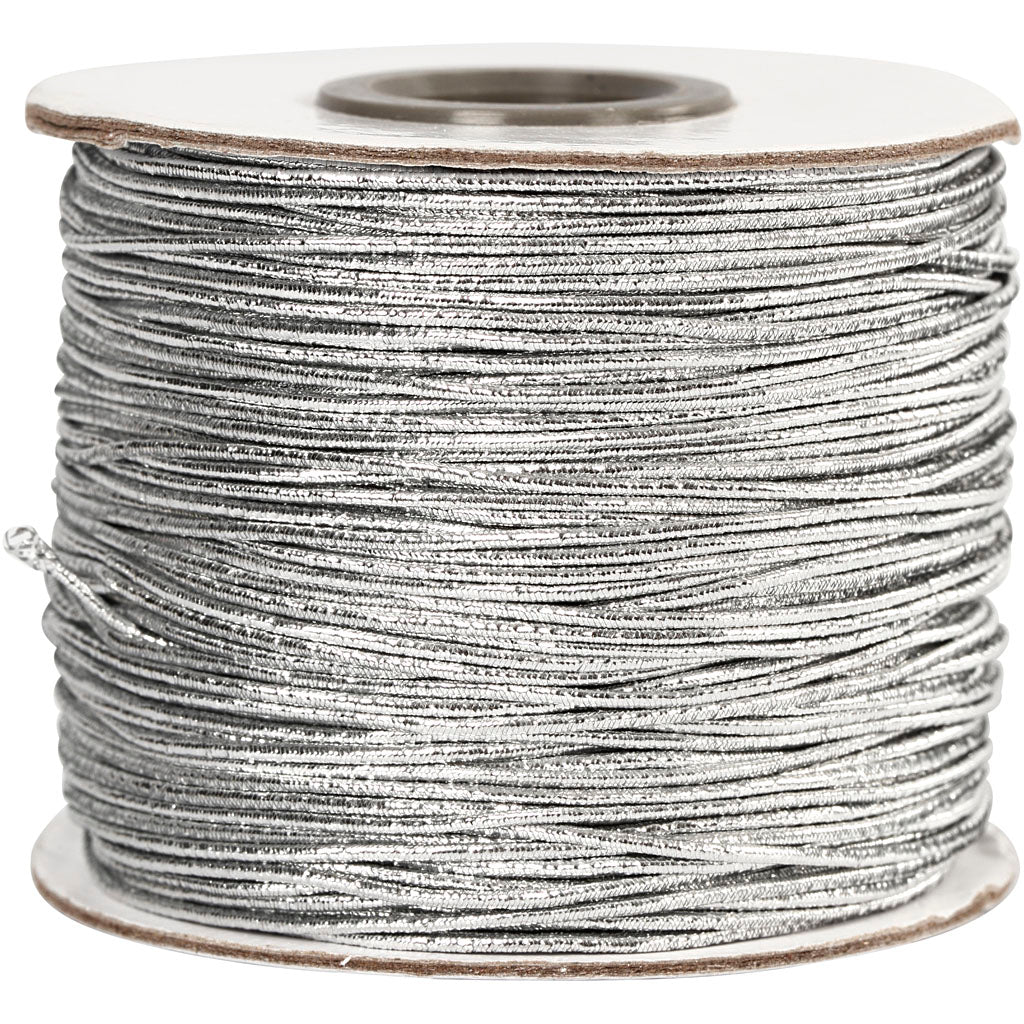 Creativ Company elastische Kordel, Stärke 1 mm, silber, 100 m 1 Rolle
