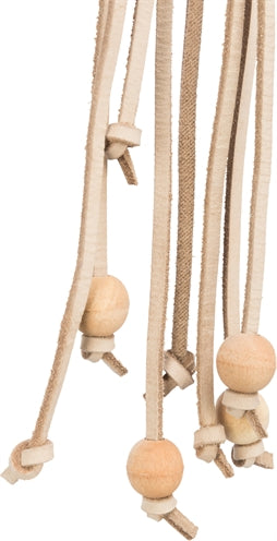 Trixie Toy Schnürsenkel Leder mit Holzperlen natürlich