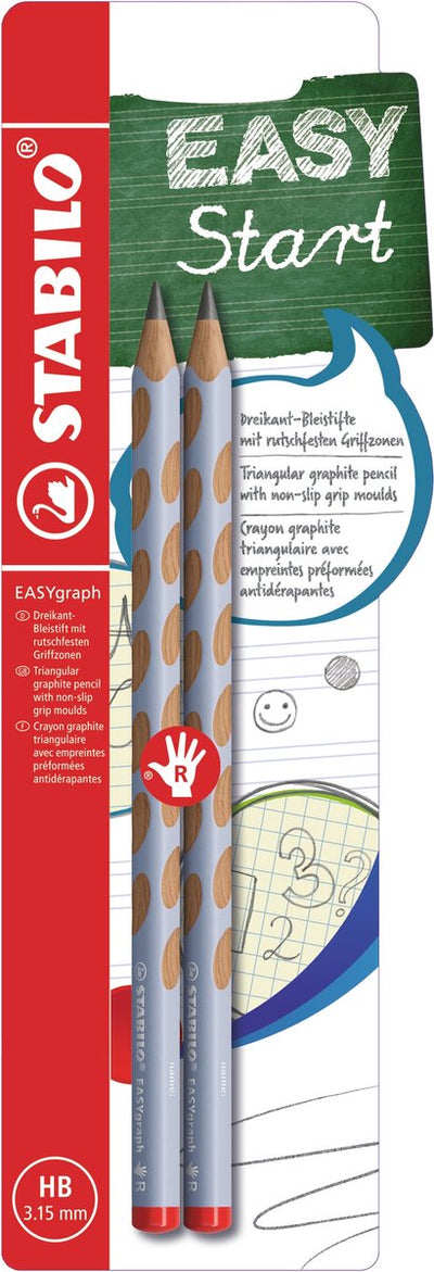 Stabilo easygraph - ergonomischer Graphitstift - Rechtshänder - HB-Härte - Pastellblau - 2 Stück