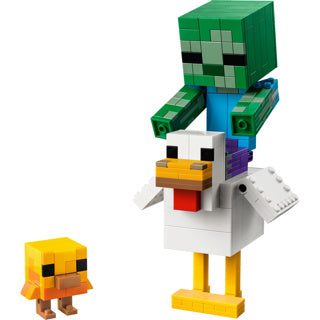Lego® Minecraft® Hühnerreiter-Bauspielzeug – Gaming-Dekoration mit Baby-Zombie, Huhn und Küken – Geschenktipp für Jungen und Mädchen ab 9 Jahren – 21582