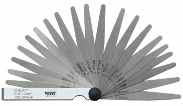 Vogel Fühlerlehren-Set 0,03-1,00 mm Zoll 32-teilig
