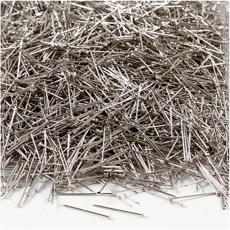 Kopfnadeln der Firma Creativ, L: 18 mm, Stärke 0,6 mm, ca. 10000 Stück, Silber, 500 g 1 Karton