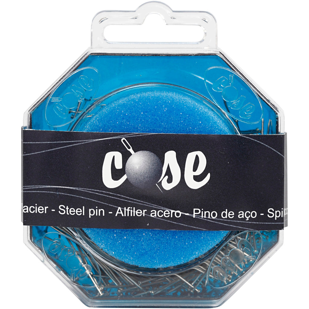 Kopfnadeln der Firma Creativ, L: 34 mm, Stärke 0,6 mm, ca. 600 Stück, Silber, 50 g 1 Box