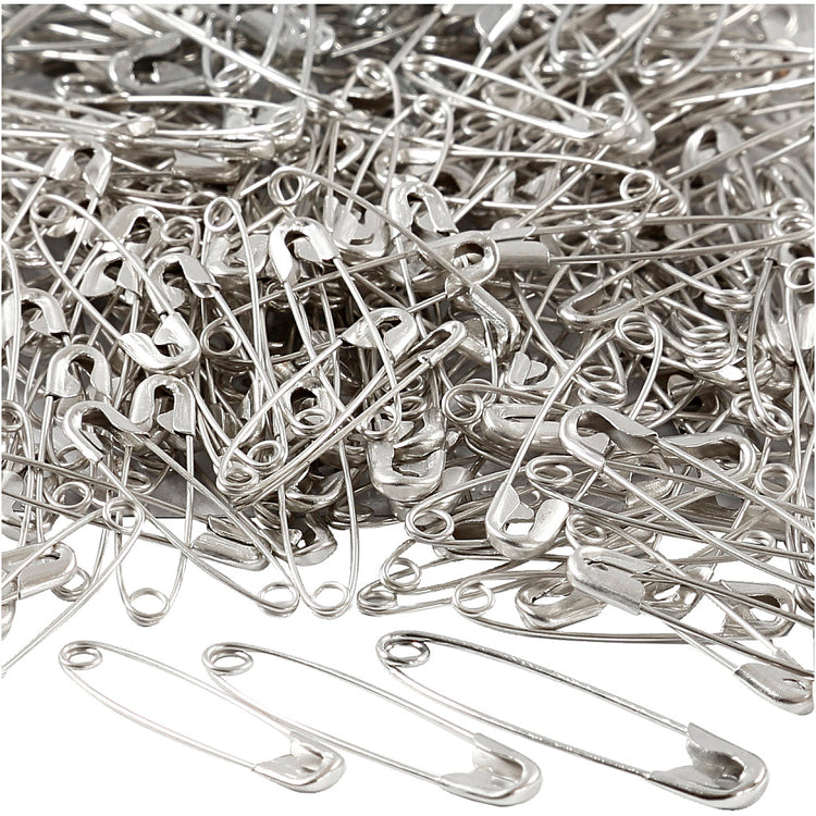 Sicherheitsstifte der Kreativfirma, L: 28+31+36 mm, Dicke 0,7-0,8 mm, Silber, 600 Stück 1 Box