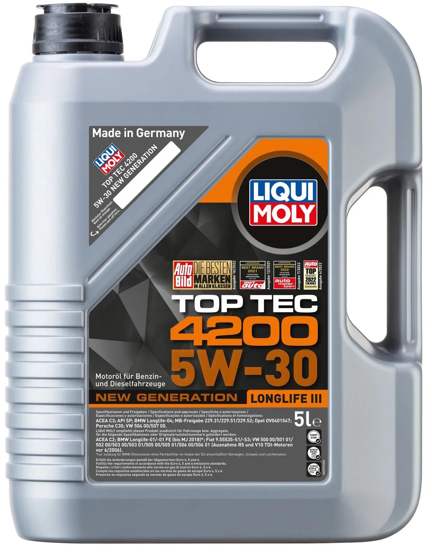 Liqui Moly Motor Oil Top TEC 4200 Neue Generation.