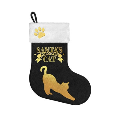 Viele Geschenke Weihnachten Sockener Santa Lieblingskatze Schwarz