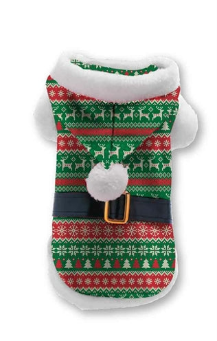 Viel Geschenke Weihnachtshundejacke gestreiftes Druck rotes Grün