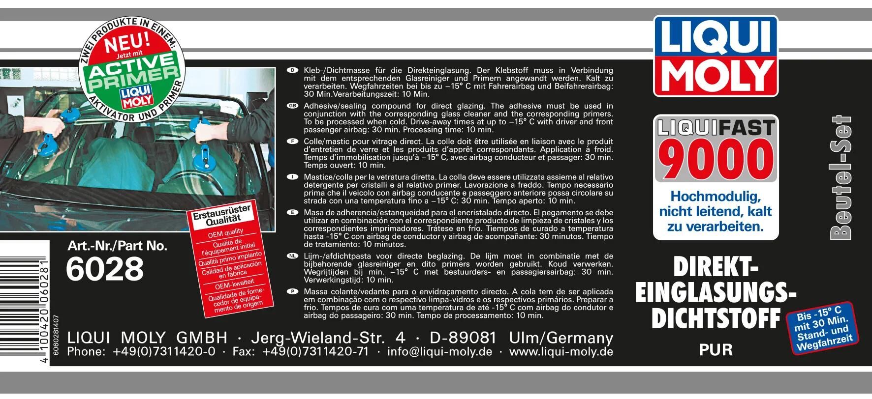Liqui Moly Window Adhäsive Set Liquifast 9000 Set
