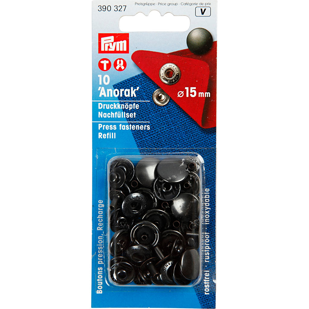 PryM Press Studs - Nachfüllung, D 15 mm, 10 Stück 1 Box