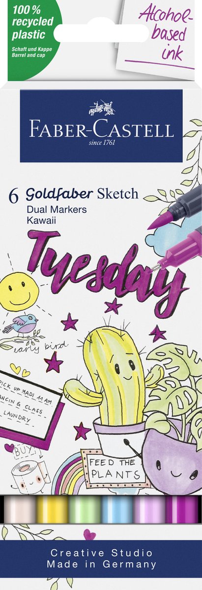 Faber-Castell Skizzenmarker – Goldfaber – Kawaii-Set – 6 Farben – FC-164811