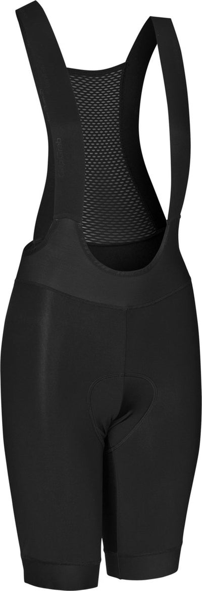 Gripgrab – Aquarepel Herbst-Winter-Softshell-Radhose für Damen, wasserabweisende Thermo-Trägerhose mit Sitzpolster und Hosenträgern – Schwarz – Damen – Größe XS