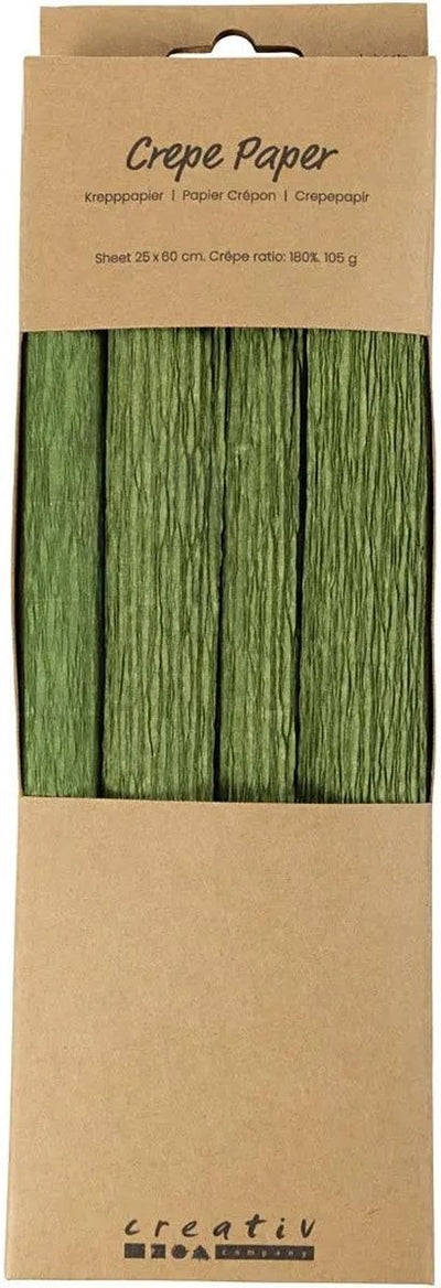 Creativ Company Krepppapier, Blatt 25 x 60 cm, Kreppverhältnis: 180 %, 105 g, Limettengrün, 4 Blatt 1 Karton