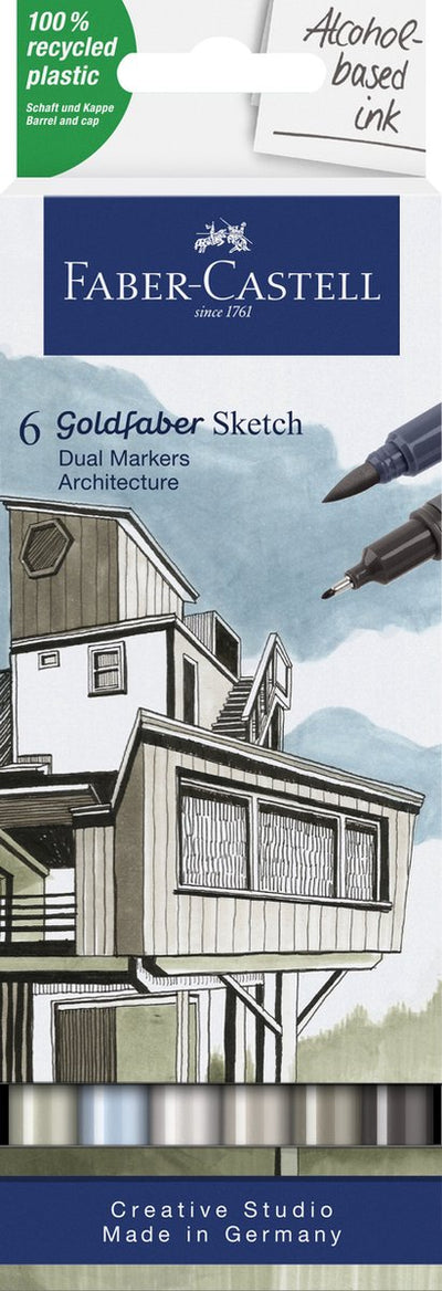 Faber-Castell Skizzenmarker – Goldfaber – Architektur-Set – 6 Farben – FC-164807