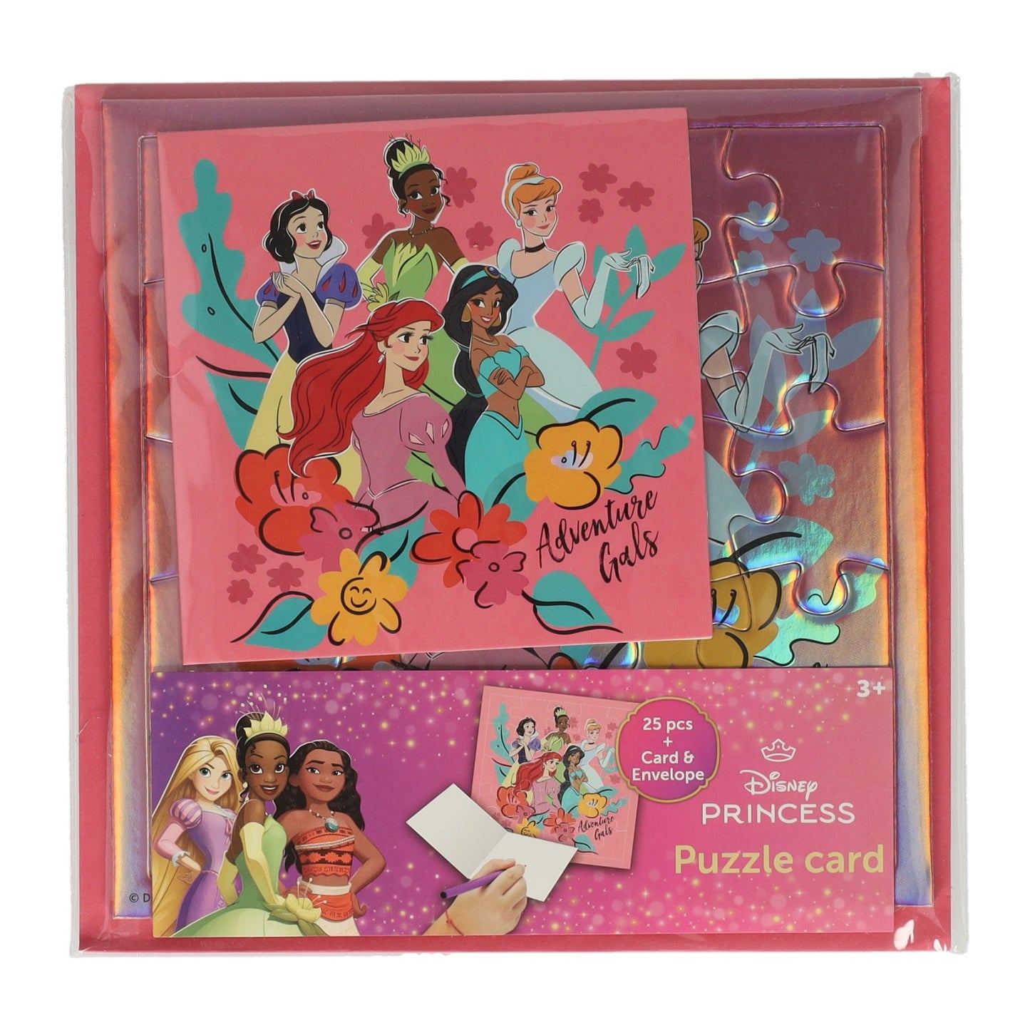 Disney-Puzzlekarte, Prinzessinnenkarte und Umschlag