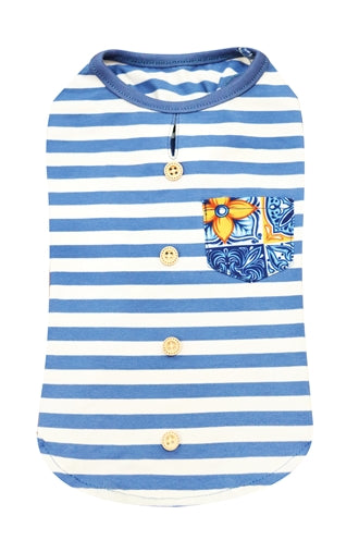 Croci T-Shirt Dog Top Maioliche gestreift blauweiß