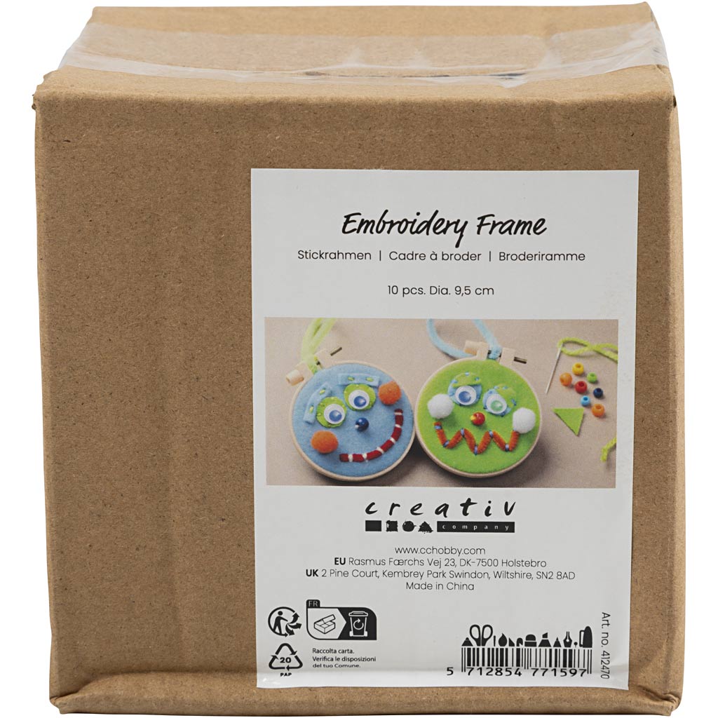 Creativ Company Stickrahmen, rund, D 9,5 cm, 10 Stück, 1 Box
