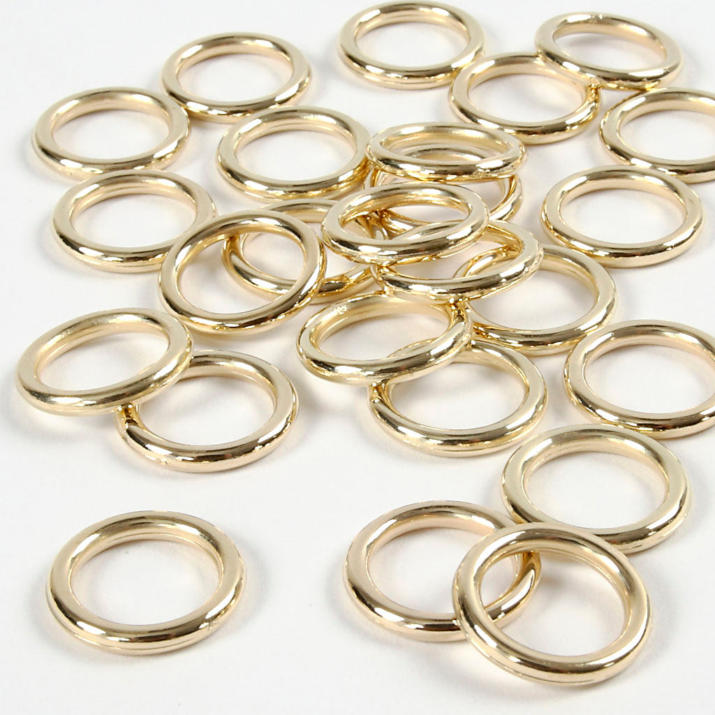 Creativ Company Kunststoffring, Größe 15 mm, Stärke 2 mm, Gold, 25 Stück 1 Box