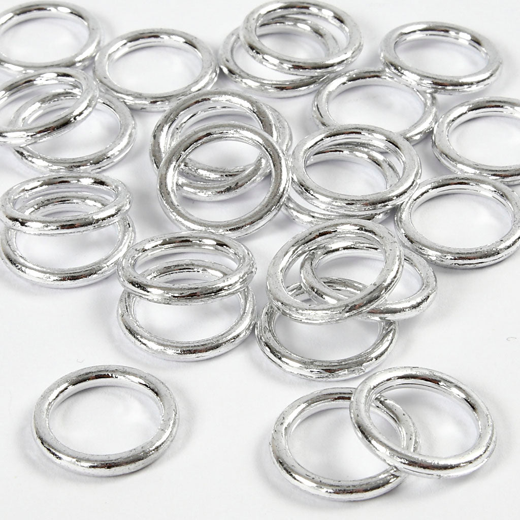 Creativ Company Kunststoffring, Größe 15 mm, Stärke 2 mm, Silber, 25 Stück 1 Box