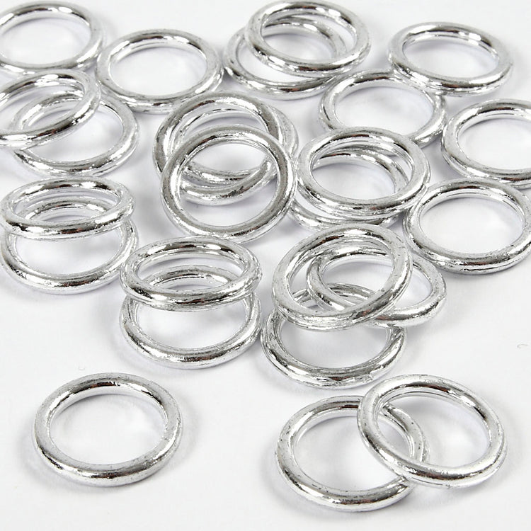 Creativ Company Kunststoffring, Größe 15 mm, Stärke 2 mm, Silber, 25 Stück 1 Box