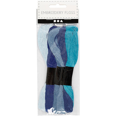 Creativ Company Stickgarn, Stärke 1 mm, Blue Harmony, 6 Knäuel 1 Box