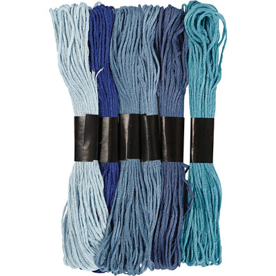 Creativ Company Stickgarn, Stärke 1 mm, Blue Harmony, 6 Knäuel 1 Box