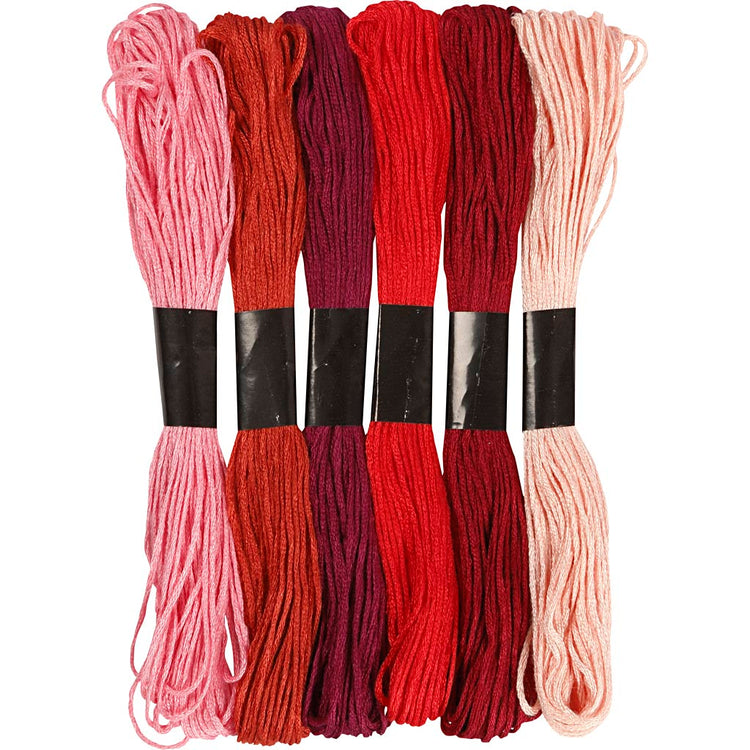 Creativ Company Stickgarn, Stärke 1 mm, rote Harmonie, 6 Knäuel 1 Box